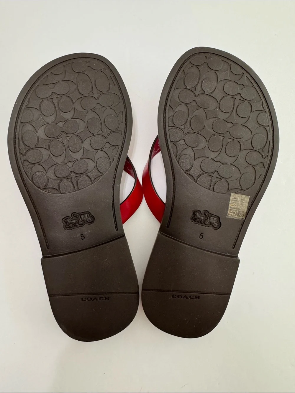 Coach Brianna Ruby Leather Logo Flip Flop Sandals Size 5B CZ379
